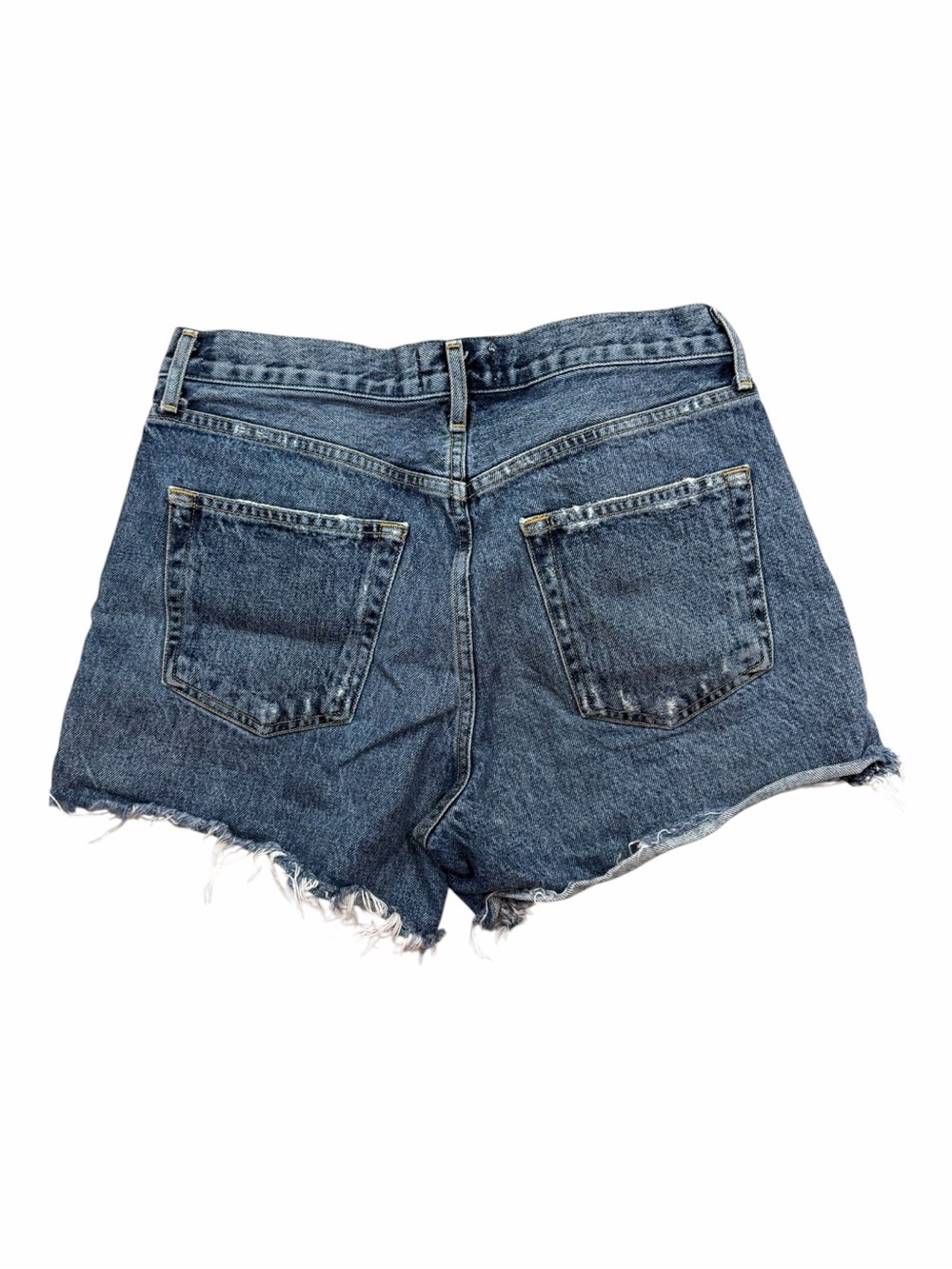 Agolde Classic Blue High-Rise Raw Hem Denim Shorts - Picture 5 of 9